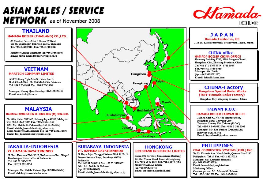 ASIAN SALES / SERVICE NETWORK - as of November 2008