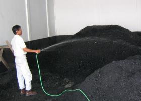 During dry season coal must be wet before feeding 